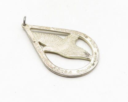 WALLACE 925 Sterling Silver  Vintage Peace On Earth Flying Dove Pendant PT7770