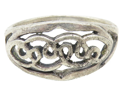 925 Sterling Silver  Vintage Open Swirl Design Tapered Band Ring Sz 8  RG11112