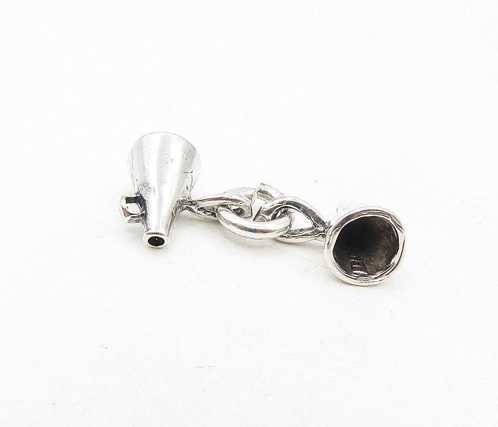 925 Sterling Silver  Vintage Petite Double Megaphone Charms Pendant  PT6712