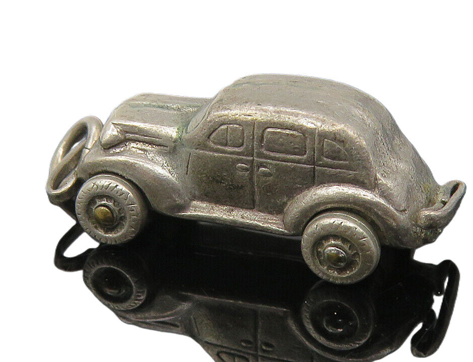 925 Sterling Silver  Vintage Shiny Petite Old Fashioned Car Pendant  PT9380