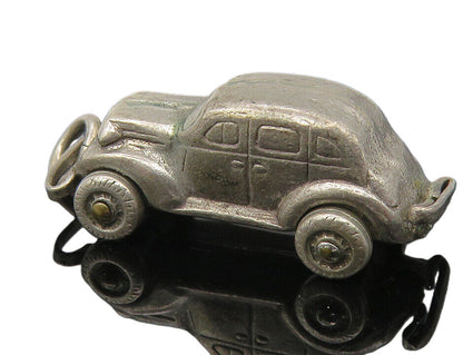 925 Sterling Silver  Vintage Shiny Petite Old Fashioned Car Pendant  PT9380