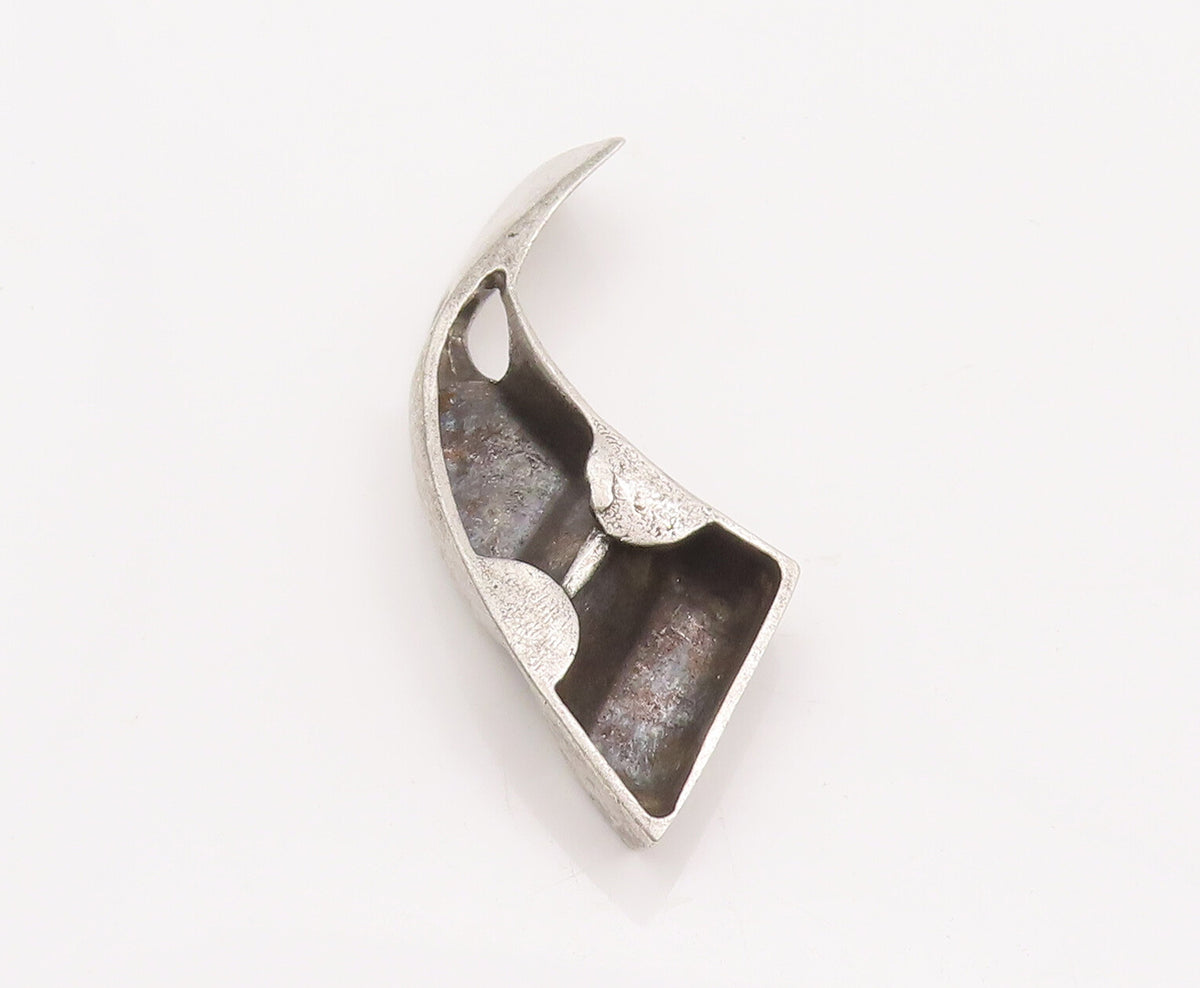 925 Sterling Silver Vintage Pendant POLAND  Designer Carved Round Cut CZ PT23111
