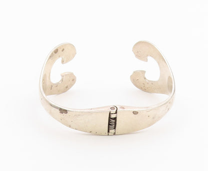 925 Sterling Silver Vintage Bracelet MEXICO Modernist Swirly Open Cuff  BT12147