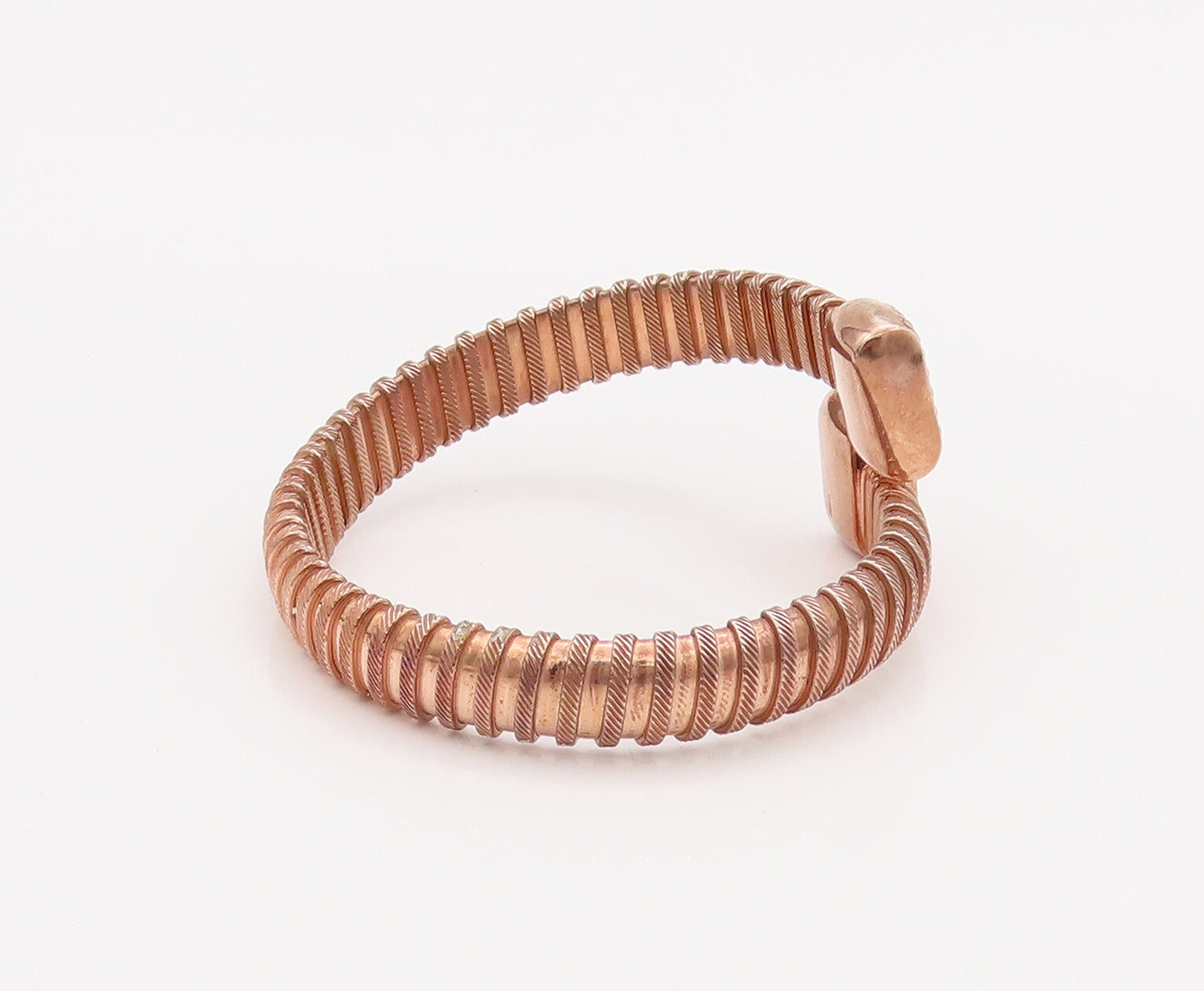 925 Sterling Silver Vintage Bracelet Solid Rope Coiled Inlay CZ Ends  BT10204