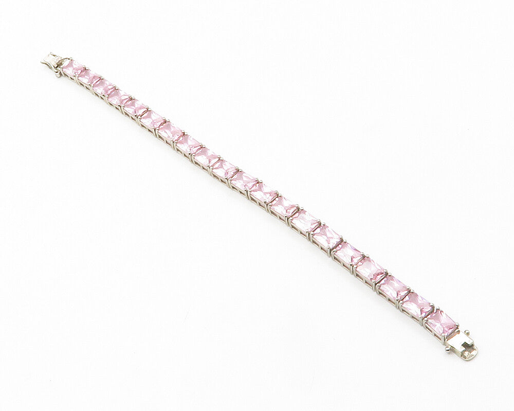 ROSS SIMON 925 Sterling Silver  Pink Cubic Zirconia Tennis Bracelet  BT5571