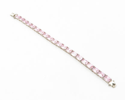 ROSS SIMON 925 Sterling Silver  Pink Cubic Zirconia Tennis Bracelet  BT5571