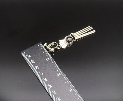 NAVAJO 925 Silver  Vintage Black Onyx Bar Dangle Screw Back Earrings  EG11950