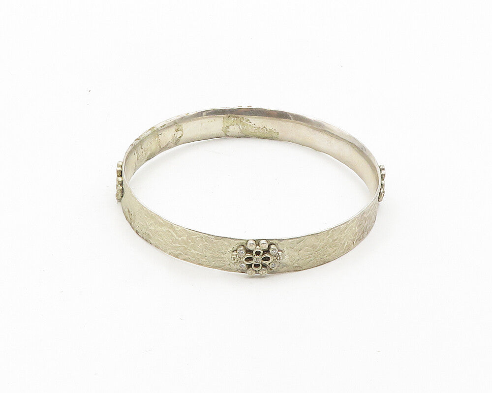 JBR 925 Sterling Silver  Vintage Genuine Diamonds Bangle Bracelet  BT7538