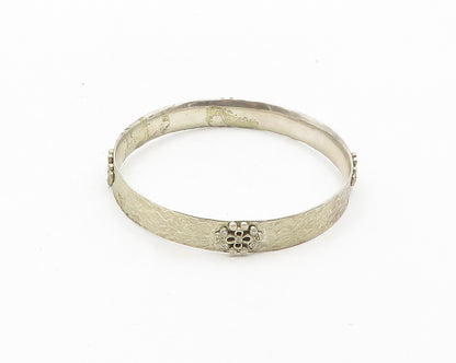 JBR 925 Sterling Silver  Vintage Genuine Diamonds Bangle Bracelet  BT7538