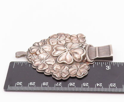 925 Sterling Silver Vintage Pendant REED & BARTON Lucky Clover Whistle  PT26018