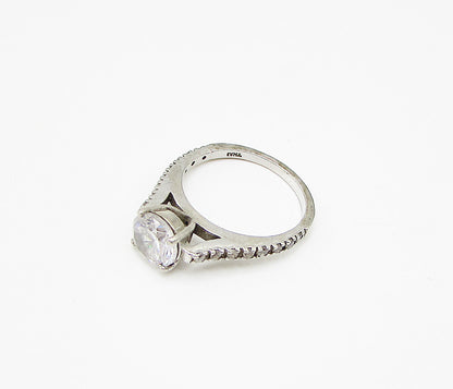 925 Sterling Silver  White Cubic Zirconia Engagement Ring Sz 6  RG2931