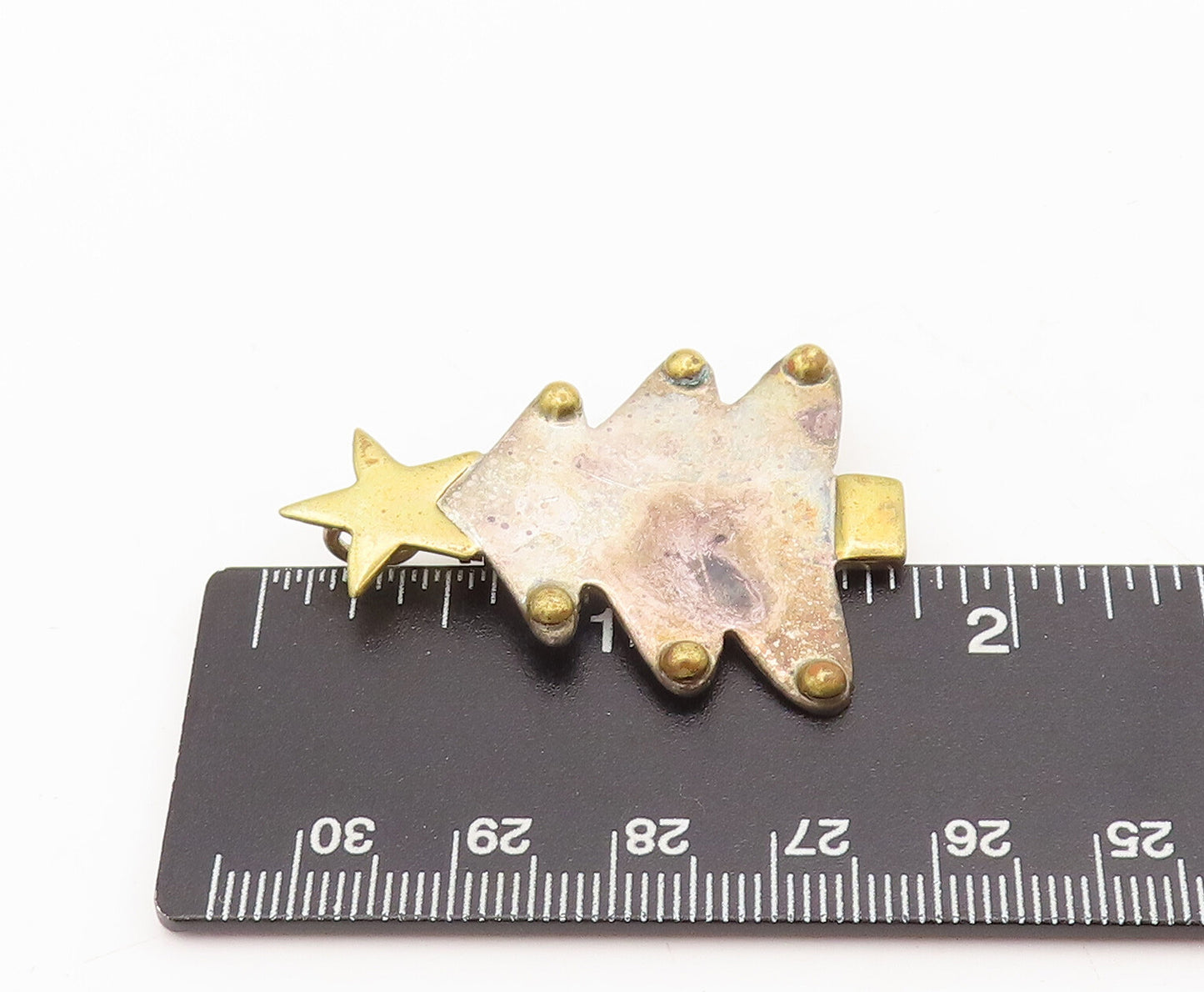 925 Sterling Silver Vintage Brooch Pin MEXICO Minimalist Christmas Tree  BP10600