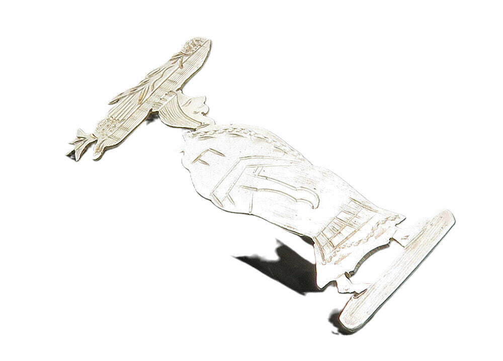 925 Sterling Silver Vintage Etched Person Carrying Basket Brooch Pin BP4240