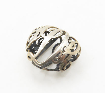 925 Sterling Silver  Vintage Shiny JPR Initials Cage Design Pendant  PT12297