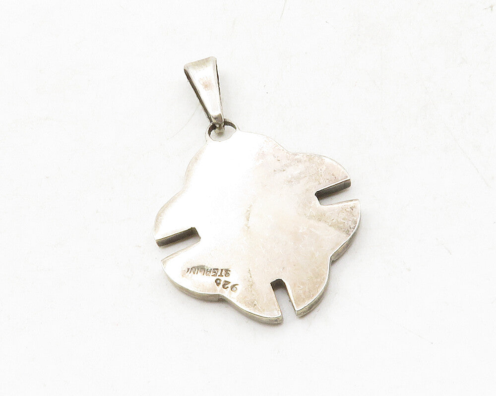 925 Sterling Silver Vintage Mother Of Pearl Celtic Knot Drop Pendant PT9870