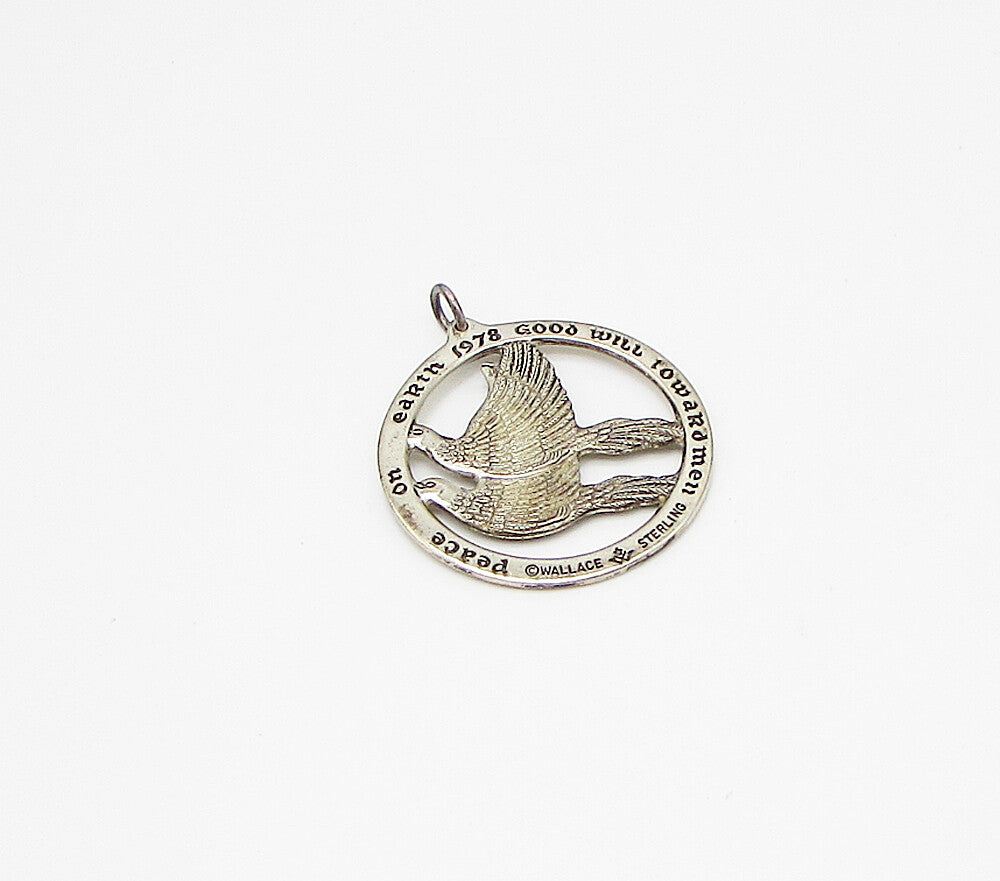 WALLACE 925 Sterling Silver  Vintage Peace On Earth Drop Pendant  PT2340