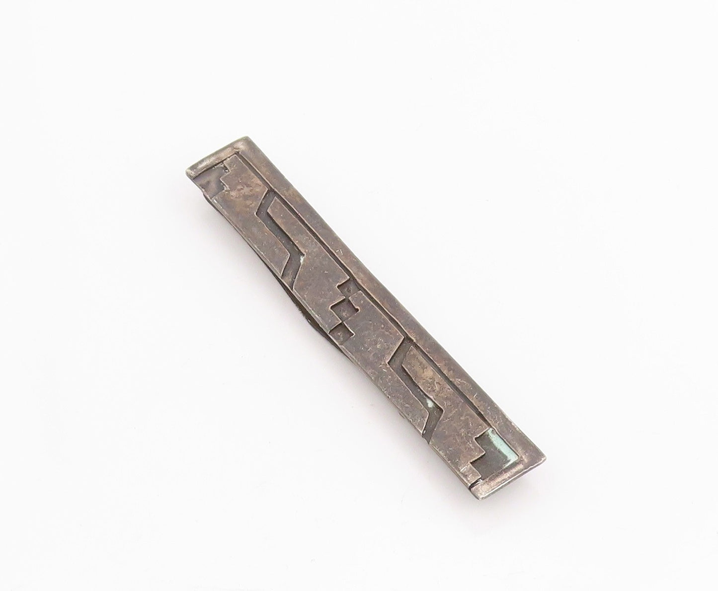 925 Sterling Silver Vintage Tie Clip BALDERAS TAXCO Geometric Design Bar  TR4064