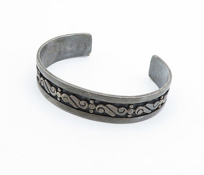 TAXCO MEXICO 925 Silver  Vintage Oxidized Swirl Pattern Cuff Bracelet  BT2811