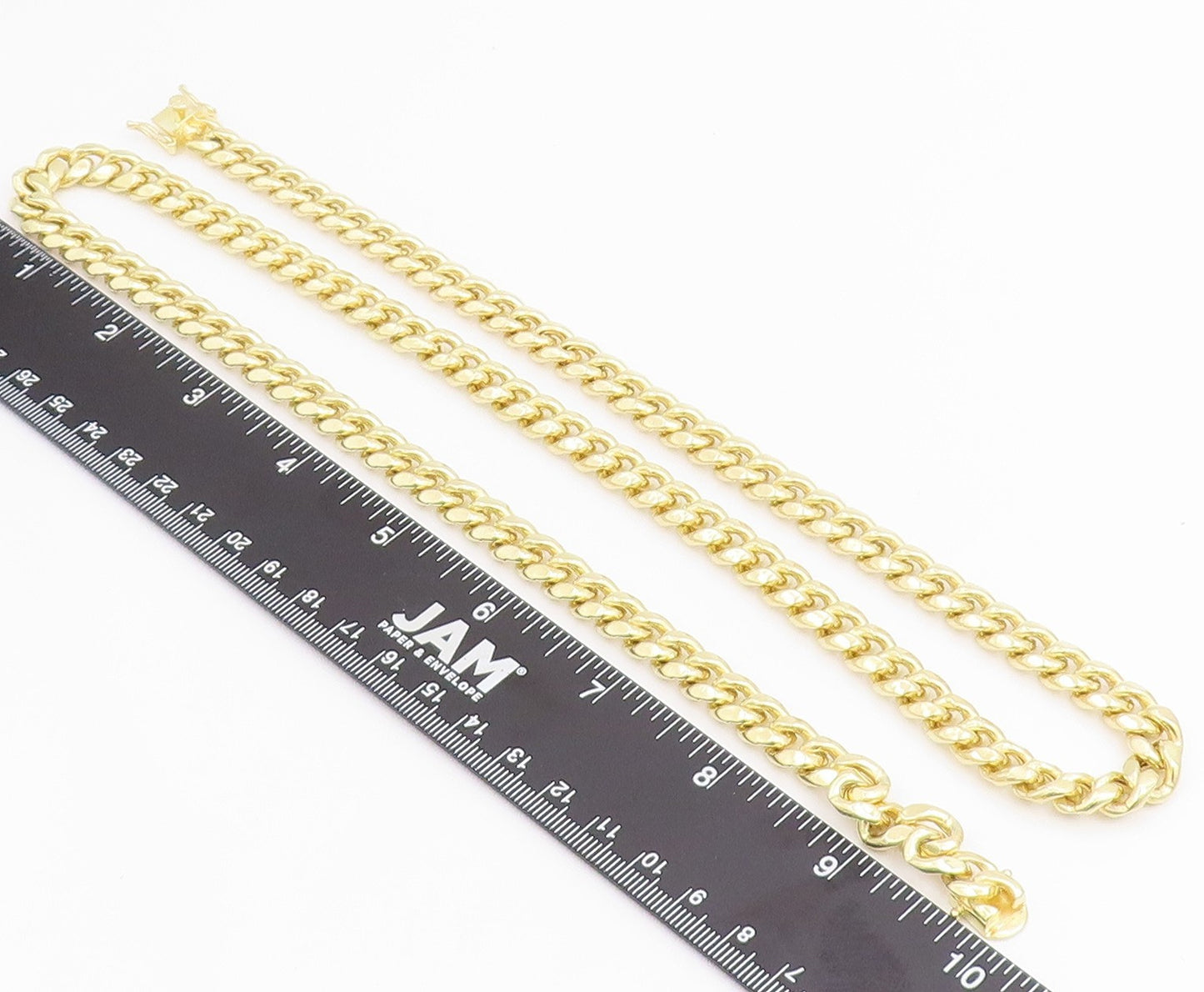 925 Sterling Silver Vintage Necklace Gold Plated Chunky Cuban Link Chain  NE4748