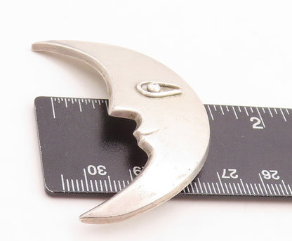 925 Sterling Silver Vintage Brooch Pin MEXICO Solid Cutout Half Moon  BP11414