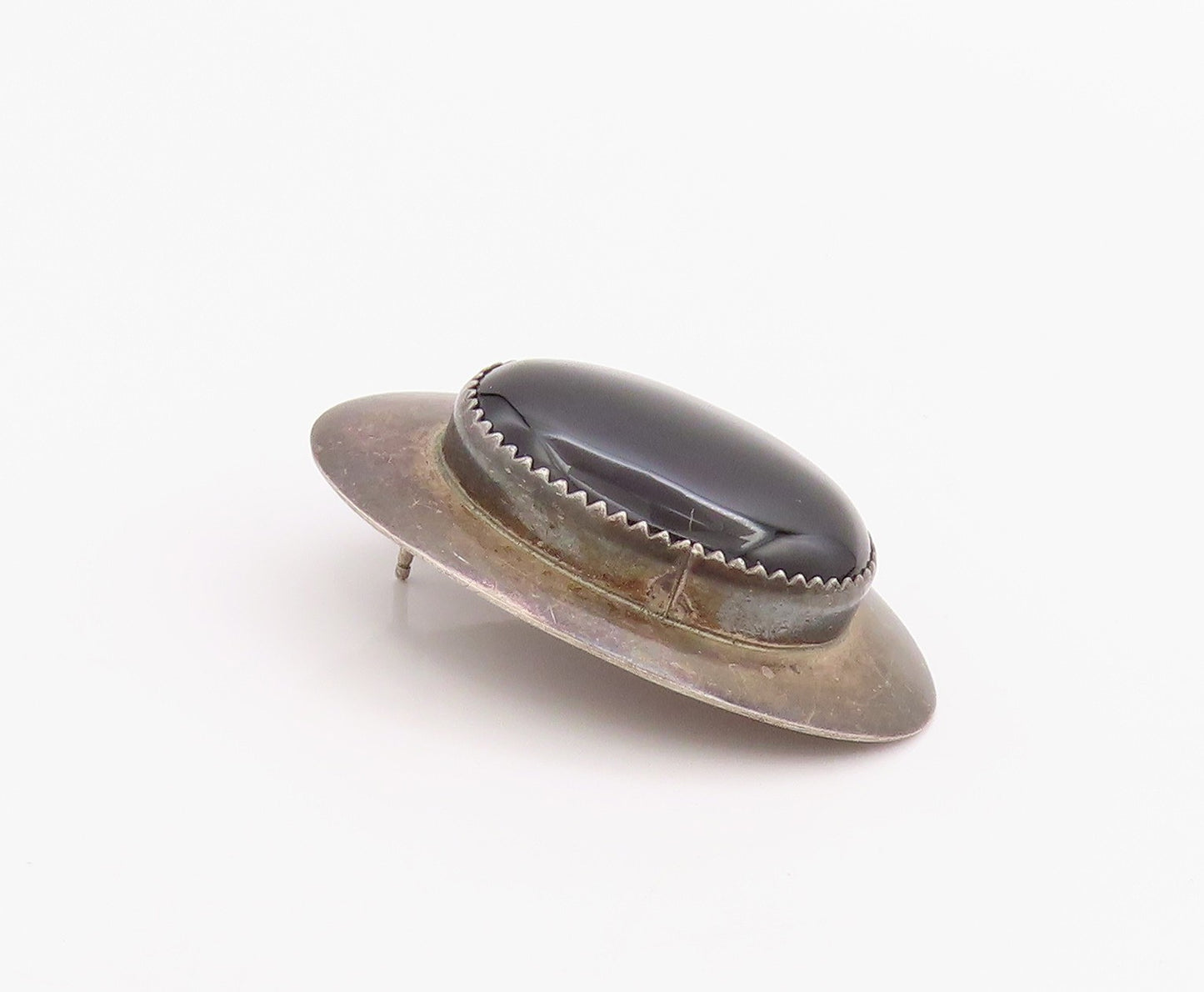 925 Sterling Silver Vintage Earrings NAVAJO RICK WERITO Cabochon Onyx  EG13669