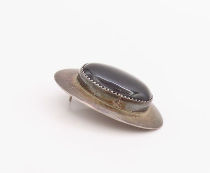 925 Sterling Silver Vintage Earrings NAVAJO RICK WERITO Cabochon Onyx  EG13669