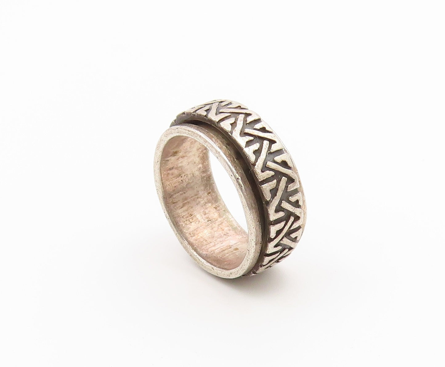 925 Sterling Silver Vintage Ring Celtic Knotwork Spinner Band  Sz 6.5  RG36773