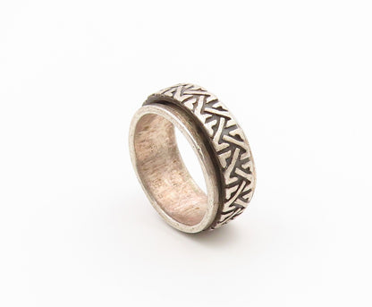 925 Sterling Silver Vintage Ring Celtic Knotwork Spinner Band  Sz 6.5  RG36773