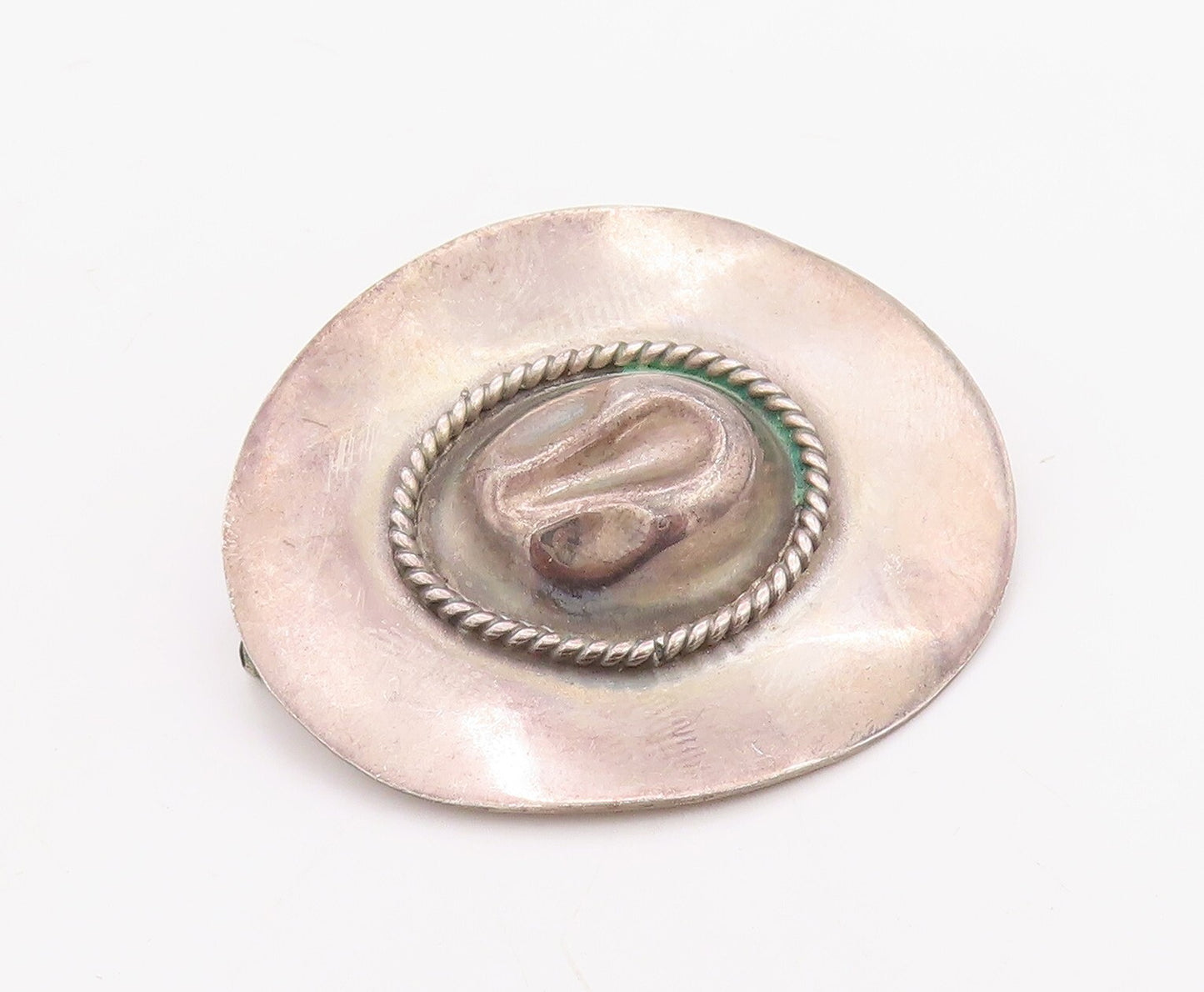 925 Sterling Silver Vintage Brooch Pin MEXICO 3D Cutout Cowboy Hat  BP11210