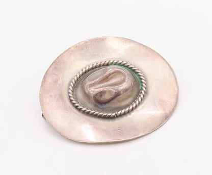 925 Sterling Silver Vintage Brooch Pin MEXICO 3D Cutout Cowboy Hat  BP11210