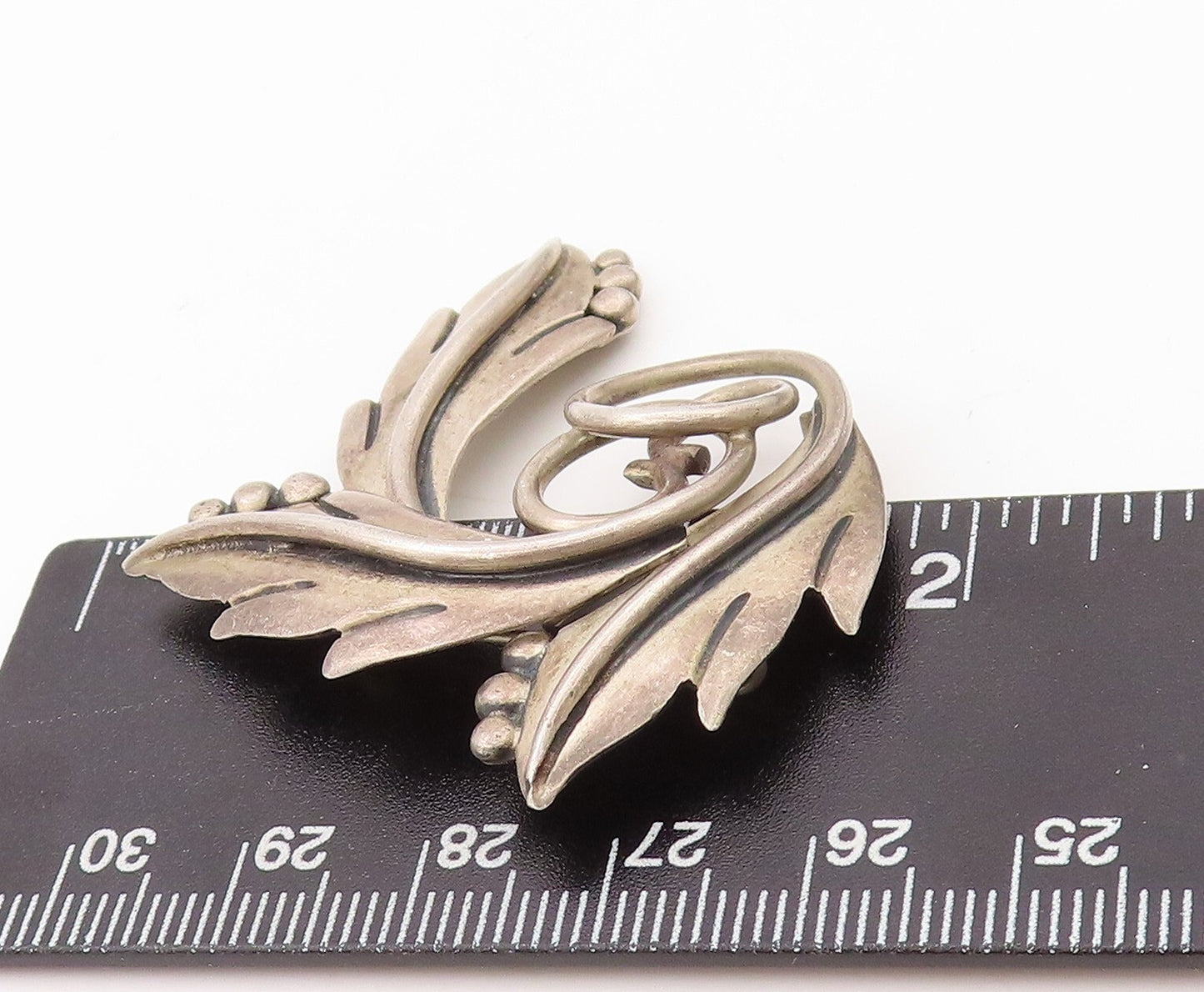 925 Sterling Silver Vintage Brooch Pin MARICELA Swirly Floral Carved  BP11162
