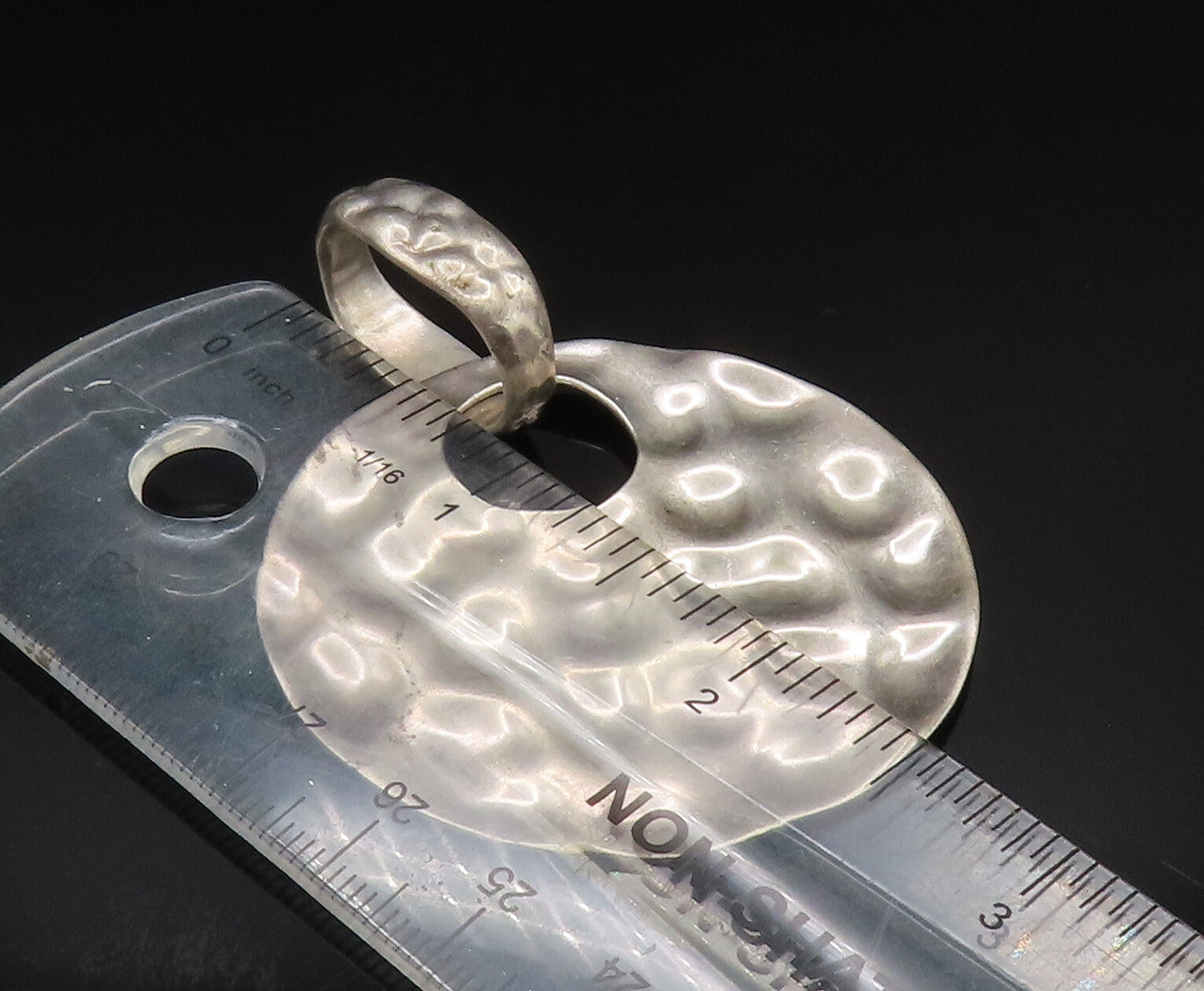 925 Sterling Silver  Vintage Minimalist Round Bubbled Pendant  PT20484