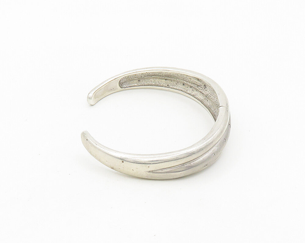 925 Sterling Silver  Vintage Genuine Diamonds Tapered Cuff Bracelet  BT7439