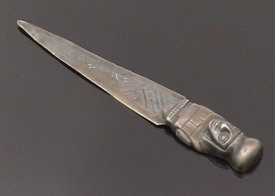 WELSCH 925 Sterling Silver  Vintage Ancient Egyptian Carved Mail Opener TR3518