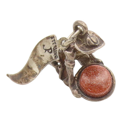 925 Sterling Silver Vintage Pendant Goldstone South Dakota Prospector  PT26221