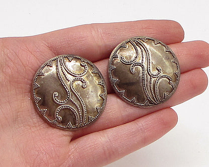 925 Sterling Silver  Vintage Pebbled Design Stud Drop Earrings  EG1993