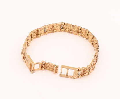 925 Silver  Vintage Gold Plated Hammered Crush Paper Effect Bracelet  BT10020