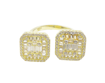 925 Sterling Silver  Cubic Zirconia Gold Plated Shiny Band Ring Sz 7  RG14955