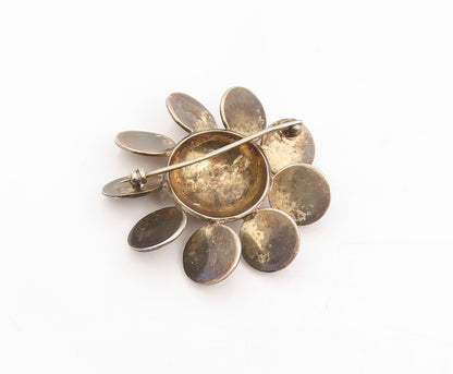 925 Sterling Silver Vintage Brooch DEROSA Modernist Abstract Floral Pin  BP12004
