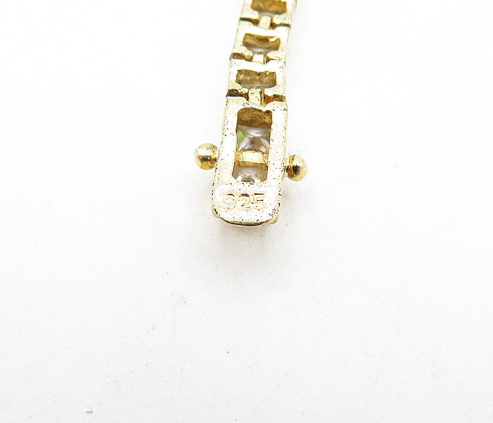 925 Sterling Silver  Cubic Zirconia Shiny Gold Plated Tennis Bracelet  BT1722