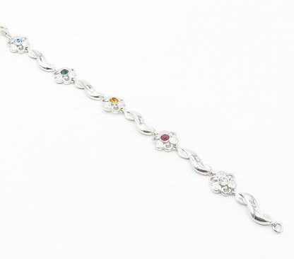 925 Sterling Silver  Cubic Zirconia Citrine & Topaz Chain Bracelet  BT5803