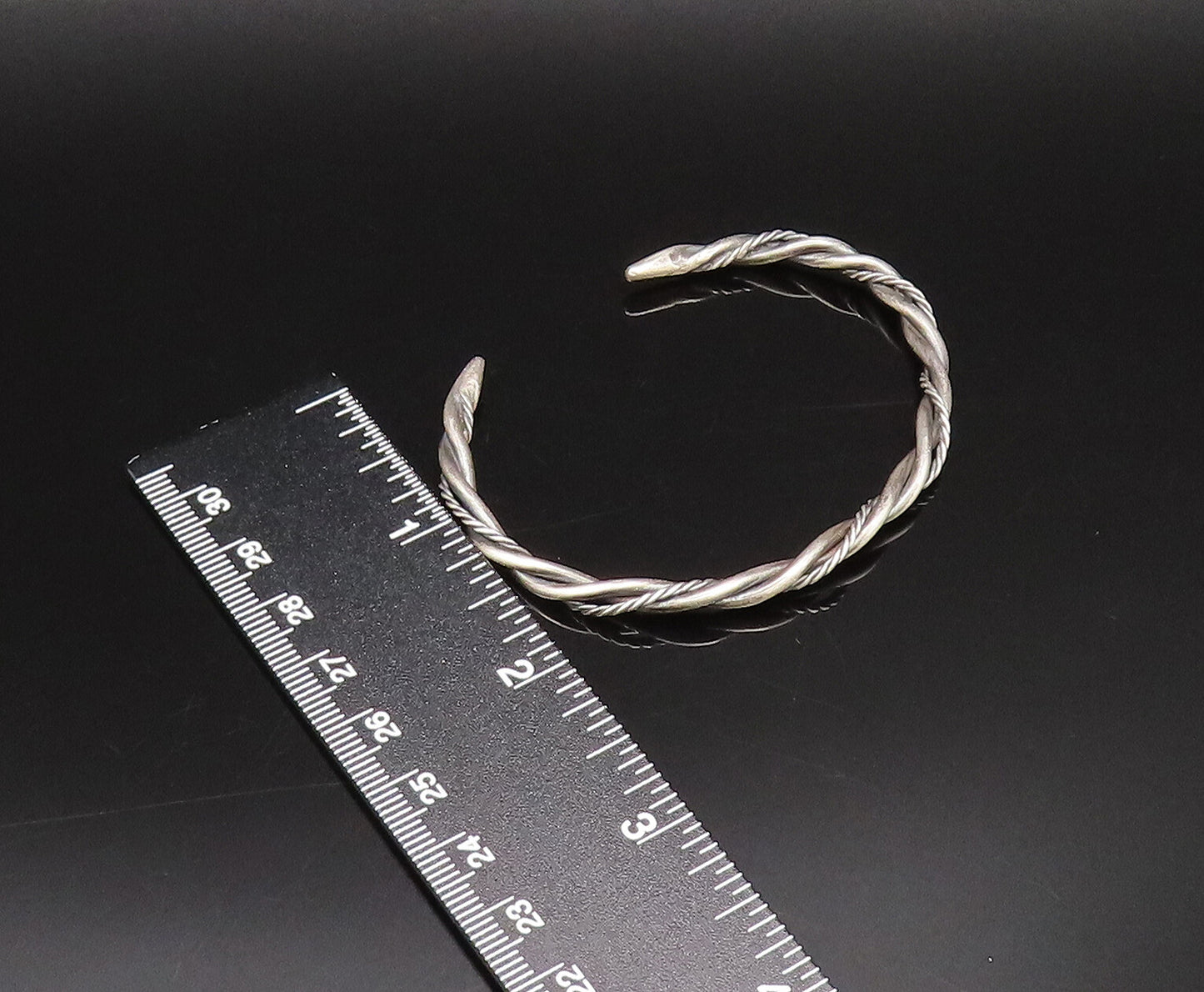 925 Sterling Silver  Vintage Minimalist Twisted Cable Cuff Bracelet  BT9729
