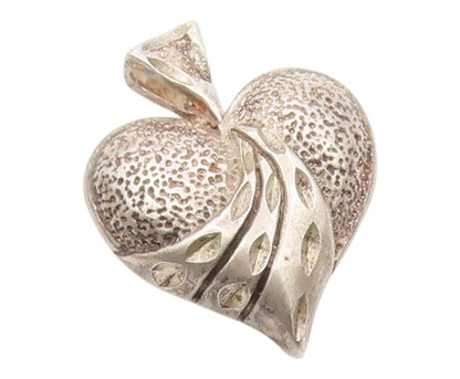 925 Sterling Silver  Vintage Love Heart Dome Diamond Cut Pendant  PT17510