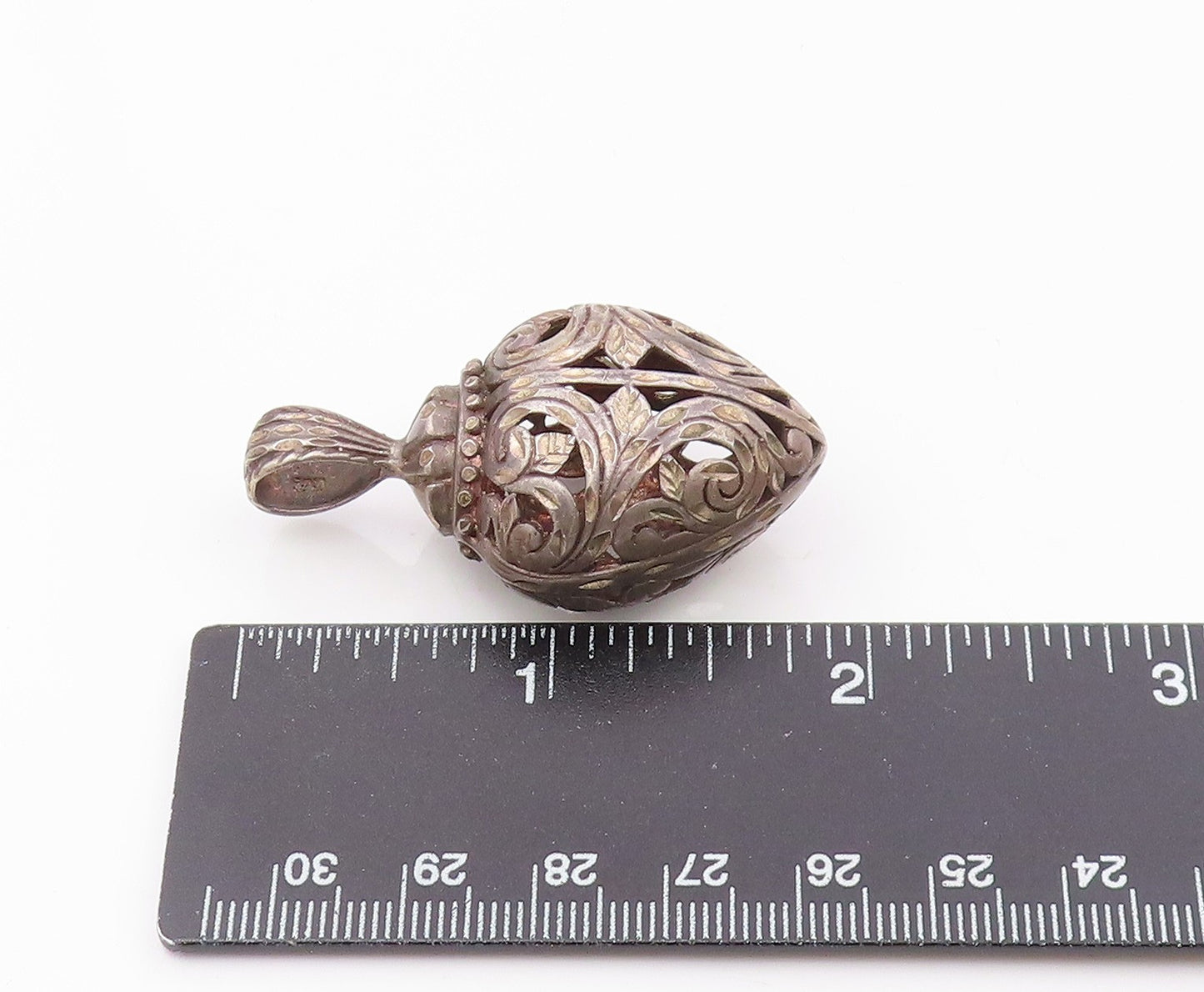 925 Sterling Silver  Vintage Open Love Heart Vine Swirl Pendant  PT20086