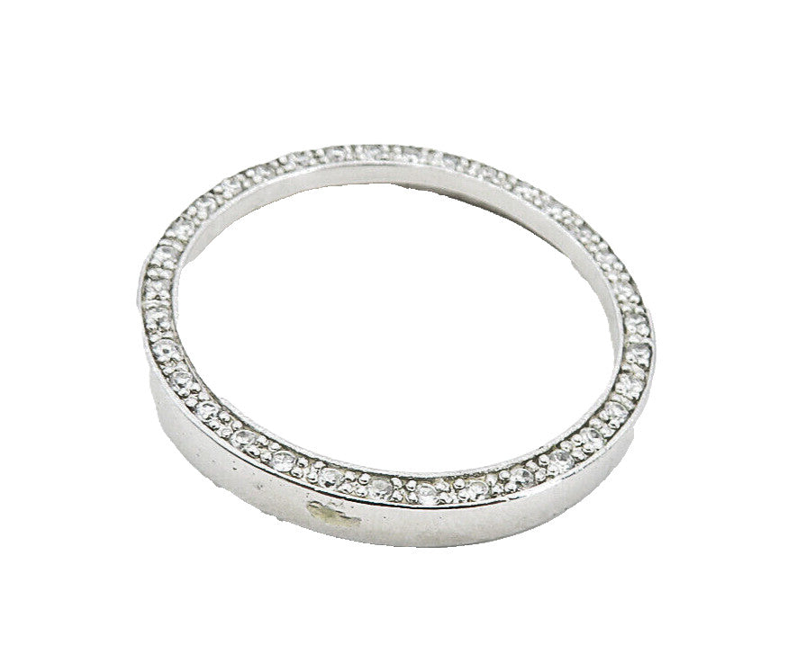 925 Sterling Silver  Shiny White Topaz Open Circle Slide Pendant  PT6341