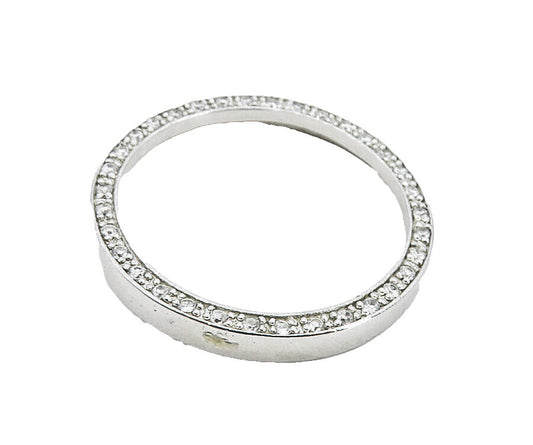 925 Sterling Silver  Shiny White Topaz Open Circle Slide Pendant  PT6341
