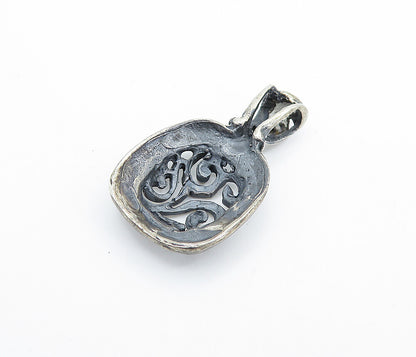 925 Sterling Silver  Vintage Open Swirl Dome Twist Detail Drop Pendant  PT4225