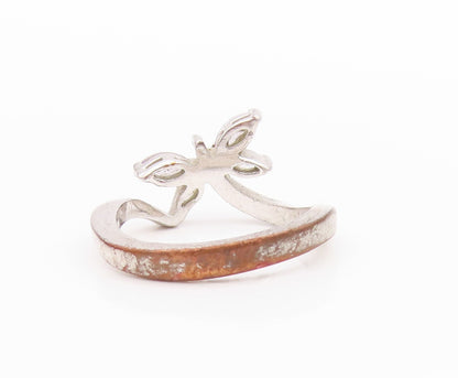 925 Sterling Silver Vintage Ring Marquise Amethyst CZ Butterfly  Sz 5.5  RG33386