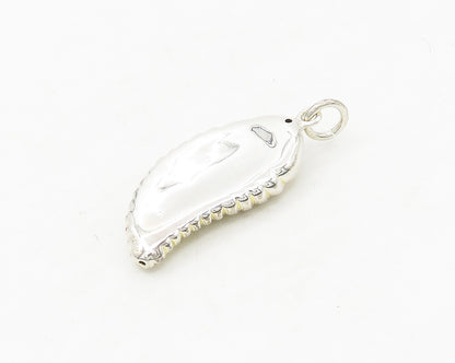 925 Sterling Silver  Vintage Petite Ruby Shiny Floral Leaf Pendant  PT14046