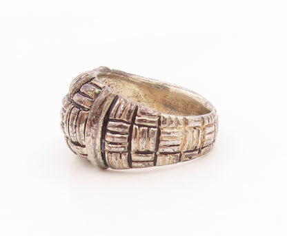 925 Sterling Silver Vintage Ring ESPO SIG Wide Woven Dome Band  Sz 7  RG36013
